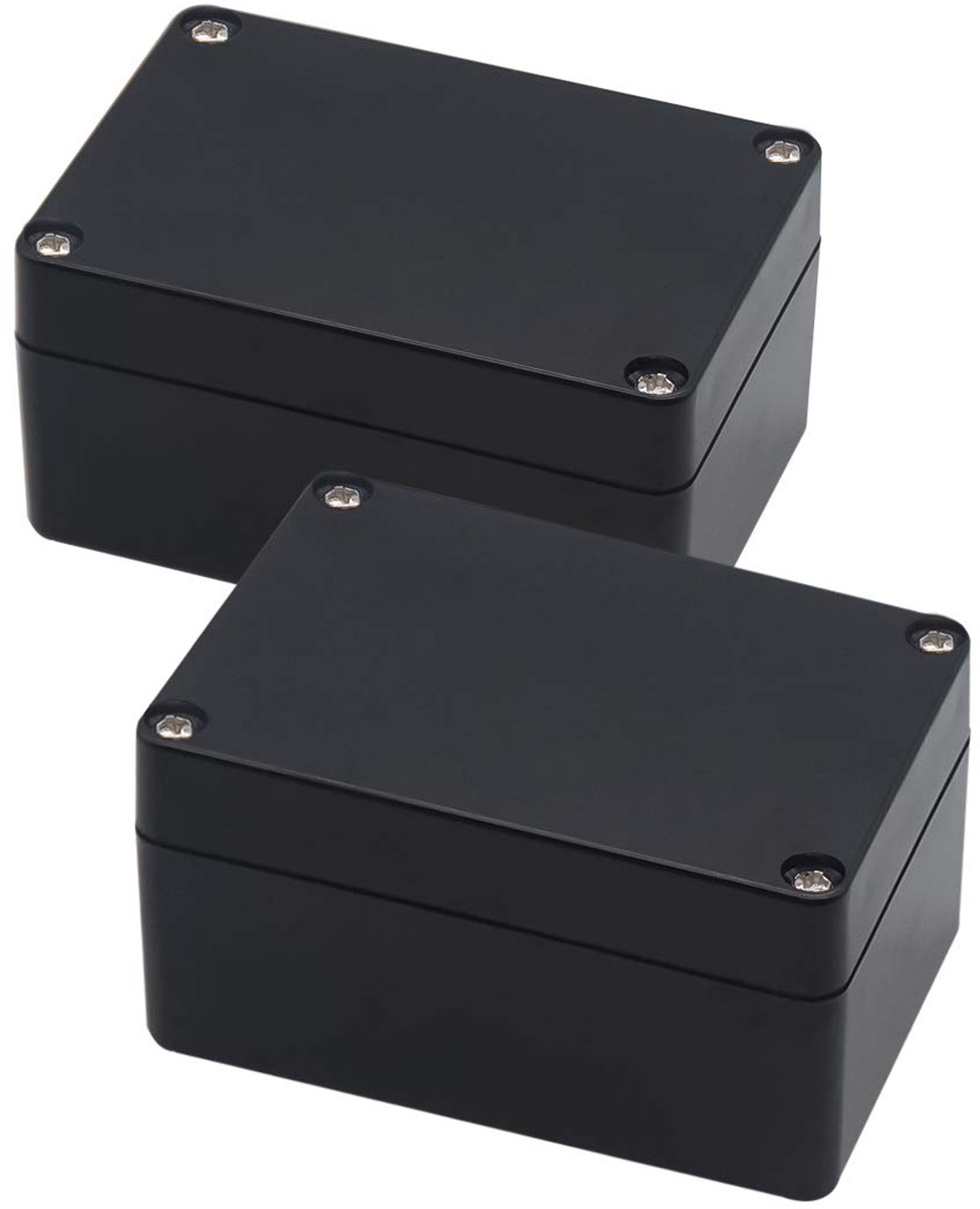 Aansluitdoos, projectdoos, IP65 waterdichte buitendoos, elektrische doos van ABS-kunststof, elektronische behuizing, zwart, 3,94 x 2,68 x 1,97 inch (100 x 68 x 50 mm) (2 stuks)