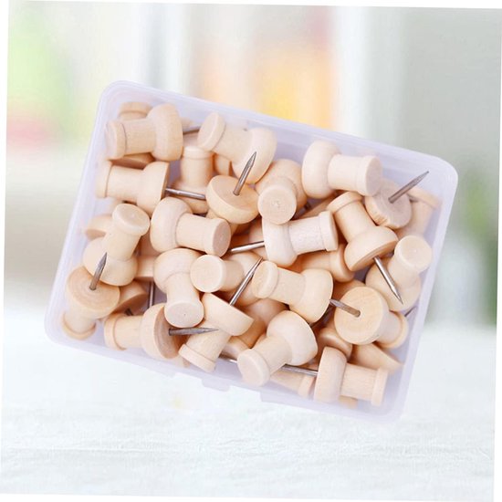 120 Stuks houten punaises kurk bosachtige inrichting duw kindermodel vissersboot houten decor prikbord creatieve punaise duimspijkers visgraat versieren pin Bamboe — afbeelding 5
