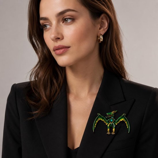 Vintage pterodactyl dinosaurus broche zinklegering draak speld voor dames heren opvallende bedels cadeaus jassen pakken jurk accessoires — afbeelding 3