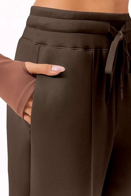 Damesjoggingbroek met hoge taille - Sportbroek met wijde pijpen - elastische band en twee zakken — afbeelding 2
