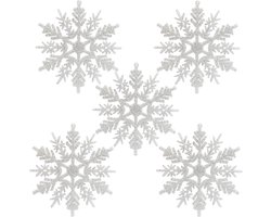 Naler 24 x Snowflakes Christmas Decoration for Christmas Tree Glitter White Christmas Tree Decorations - ShopVlot