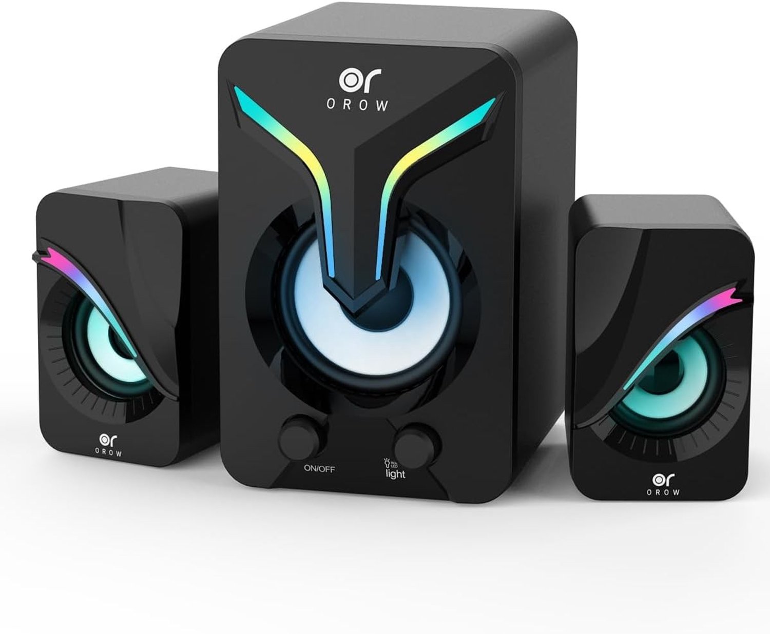 Mini PC-luidsprekers met Subwoofer - Zwart - 15 x 7 x 10 cm - 2.1 Desktopluidsprekers met RGB-verlichting - Voor Gaming en Multimedia
