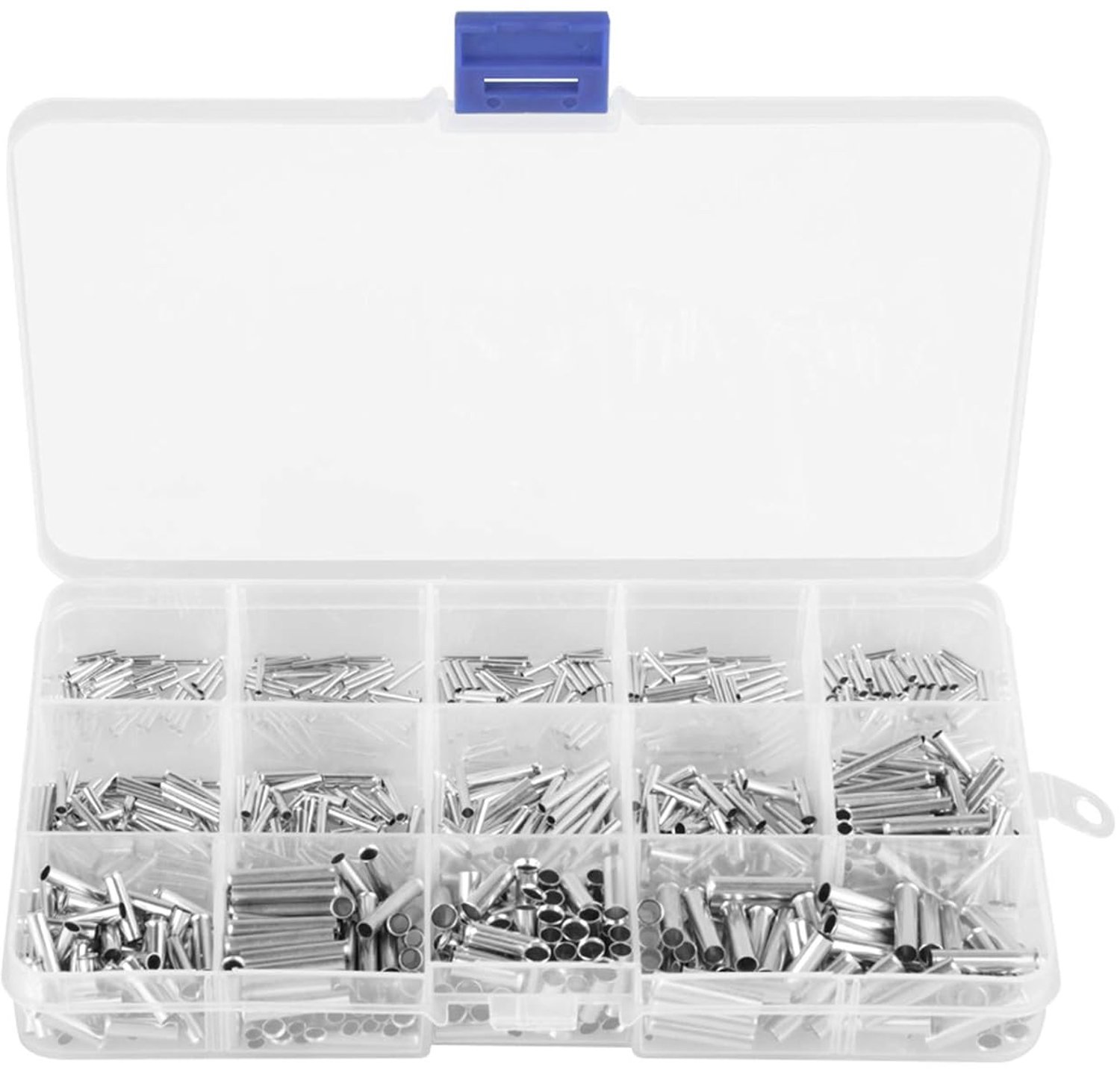 Niet-geïsoleerde terminals, 700 stuks 14 waarden 10-22 Awg Niet-geïsoleerde ferrule Koperen terminals Assortimentset voor draadkabel, uitstekende brandweerstand, stabiele prestaties