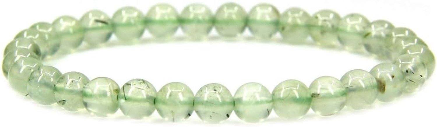 Handgemaakte uniseks elastische armband met ronde kralen van 6 mm, 17,8 cm