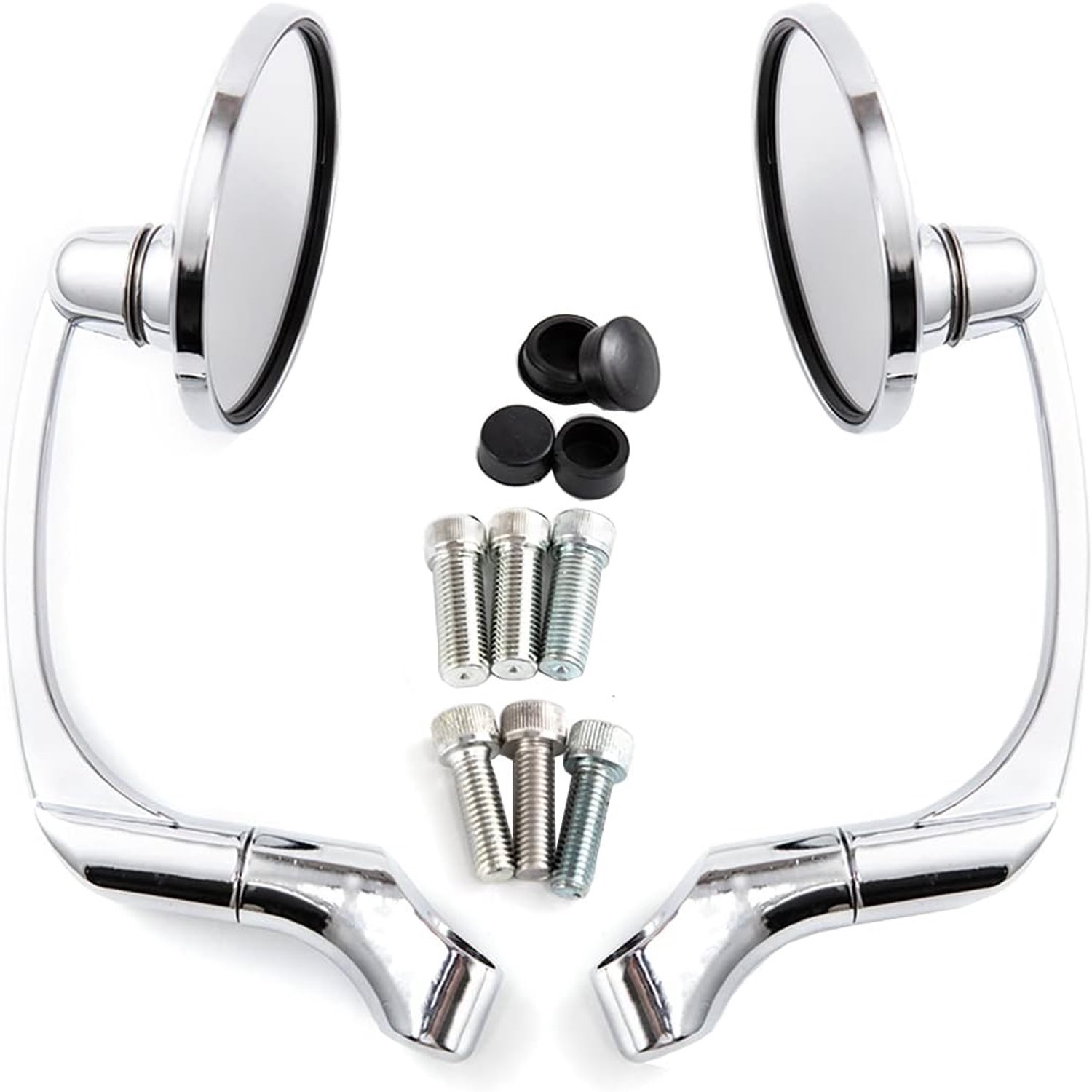 Motorfiets zijspiegel, rond, universeel, motorfiets, 10 mm, voor Cafe Racer (zilver)