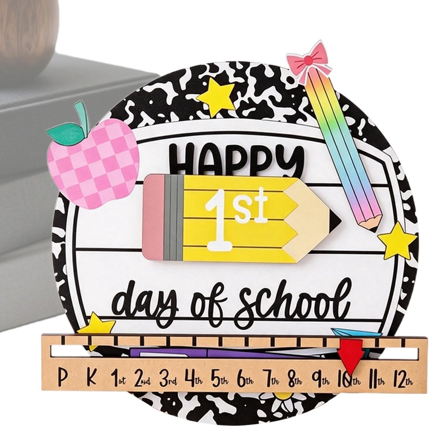 Eerste Dag van School Board Houten Beschrijfbaar Herbruikbare Elementaire