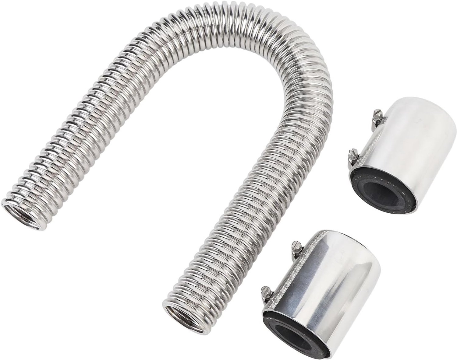 Radiator Koelvloeistofslangset RVS Flexibele Koelvloeistofwaterslang 24in 1 5 8in Verstelbare Klemmen en Buigontwerp voor Vervanging van Het Motorkoelsysteem (SILVER)