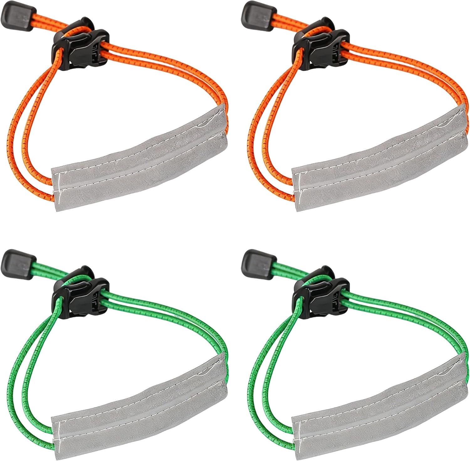 2 paar reflecterende elastische band, reflecterende bescherming, broek met verstelbare strepen met gespen, snelle ontgrendeling voor outdoorsporten, joggen, fietsen, hardlopen, voet