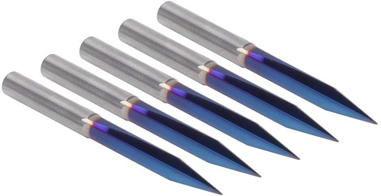 5 stuks V-tip graveerbit met 2 fluiten en 4 mm schacht Wolfraamstaal Rechte freesfrees voor hout, MDF aluminium en acryl Markering en snijwerk Details 4 x 0,3 x 20 — afbeelding 4
