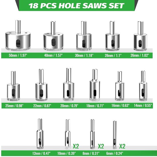 16 Stuks Gatenzaagset voor Tegels, 6 Mm Tot 50 Mm — afbeelding 2