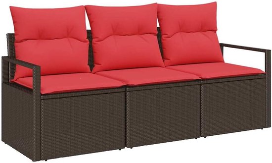 Poly rattan modulaire tuinset bruin 3 delig — afbeelding 4