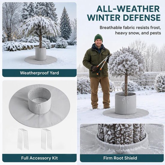 2 stuks winterbescherming voor palmen wortel: 30 × 30 × 100 cm winter plantenbeschermzak van vliesstof aluminium isolatiewatten, palmwortelbescherming voor planten en bomen tot 30 cm diameter — afbeelding 2