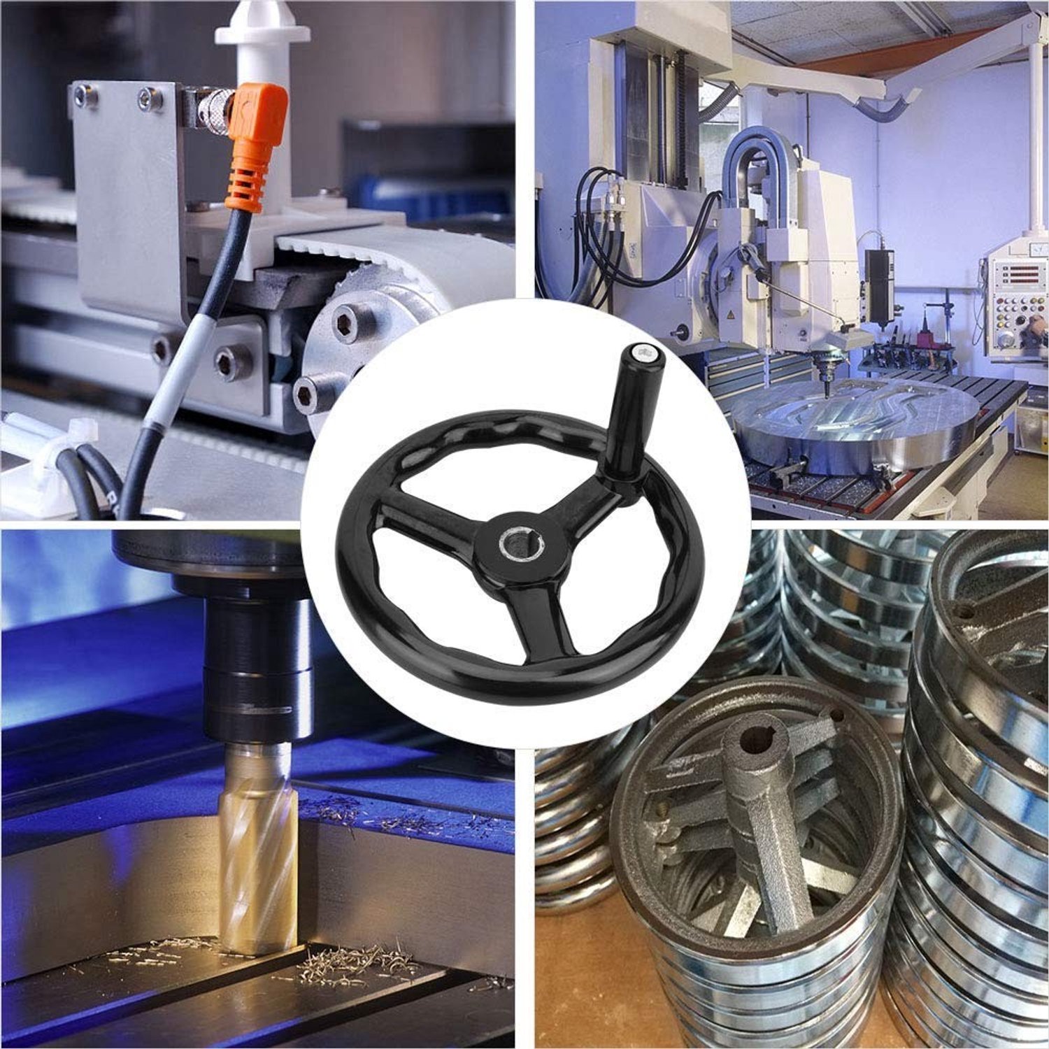 Volantino zwart 200 * 18mm met poedercoating, 3-spaaks draaiknop van bachelite voor draaibank en freesmachine accessoires