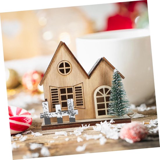 3 Stuks Delige Set Kersthuisjes met Led-verlichting Lichtgevende Decoratie voor Kersttafel Draagbare Aanpasbare Kerstdorp Accessoires voor Feestelijke Sfeerverlichting — afbeelding 3