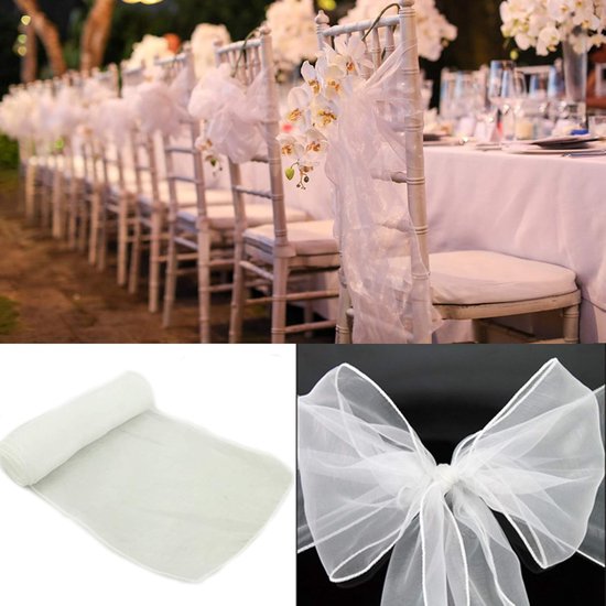 25 stuks organza stoelstrikken, stoelslijpen, tule stoelhoezen, strikken, satijnen strikken, stoelbekleding, bruiloft, verjaardag, feestdecoratie, zilvergrijs — afbeelding 2