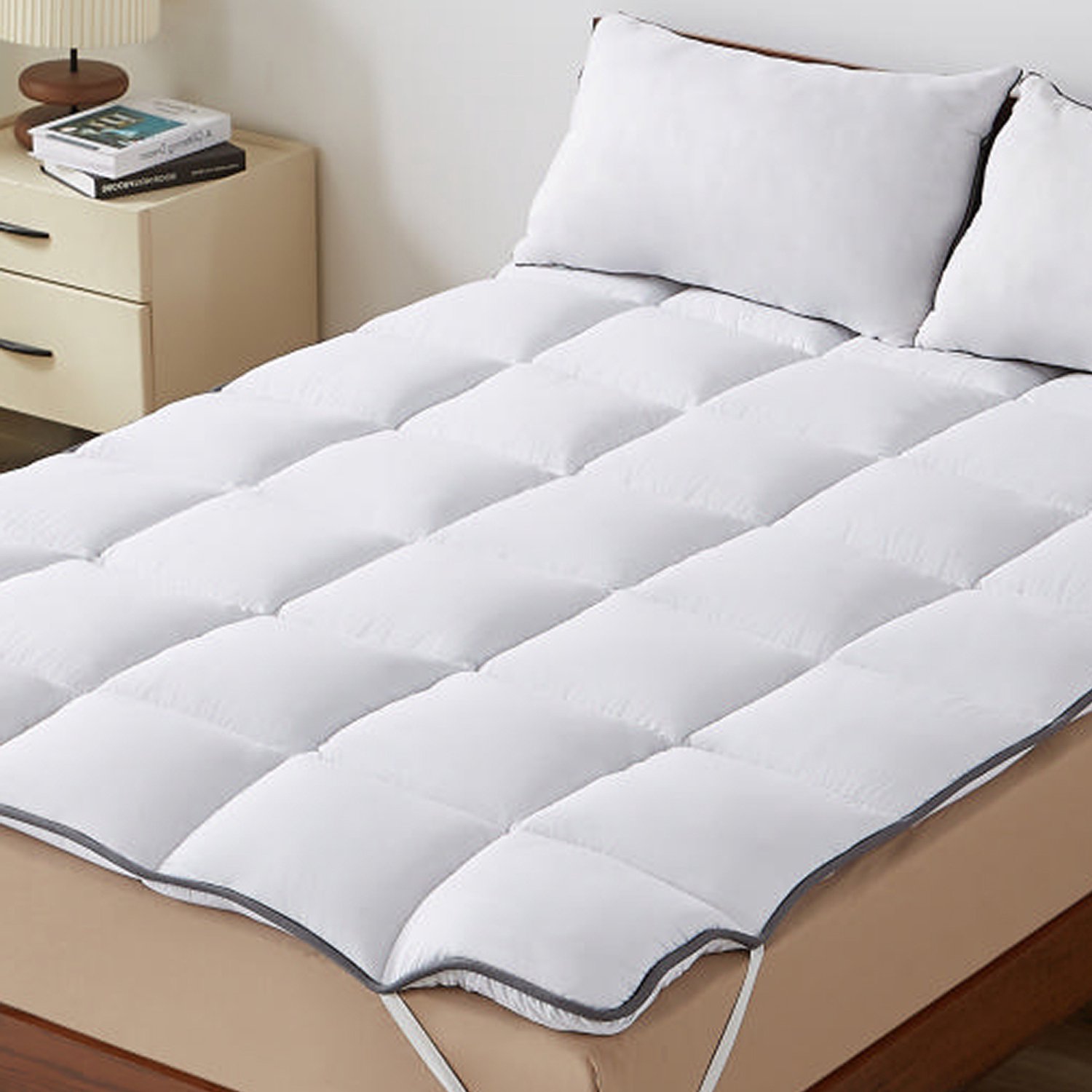 CASABEL Zachte Matras Topper 120 x 195 cm Ademende Microvezel met Witte Bies