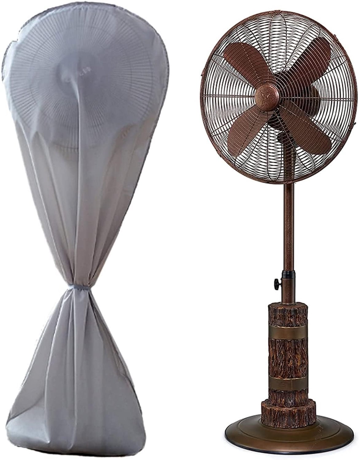 Ventilatorhoes, waterdicht, stofdicht, elektrische ventilatorhoes, all-inclusive, staande ronde vloerventilatoren, vochtbestendige hoes met rits voor binnen, buiten, huishouden, terras (grijs)