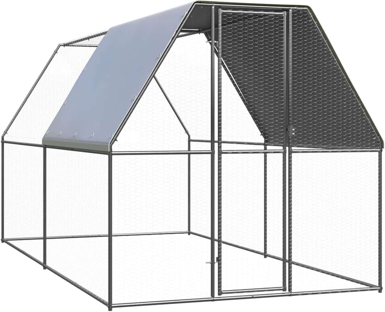Kippenkooi voor buiten, 2 x 4 x 2 m, gegalvaniseerd staal, kippenhok buiten, kippenkooi voor buiten, behuizing voor kip (SPU: 3089319)