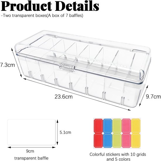 2 stuks indexkaartenbox, A8 met stickers, 24,8 x 10 x 7,5 cm — afbeelding 4