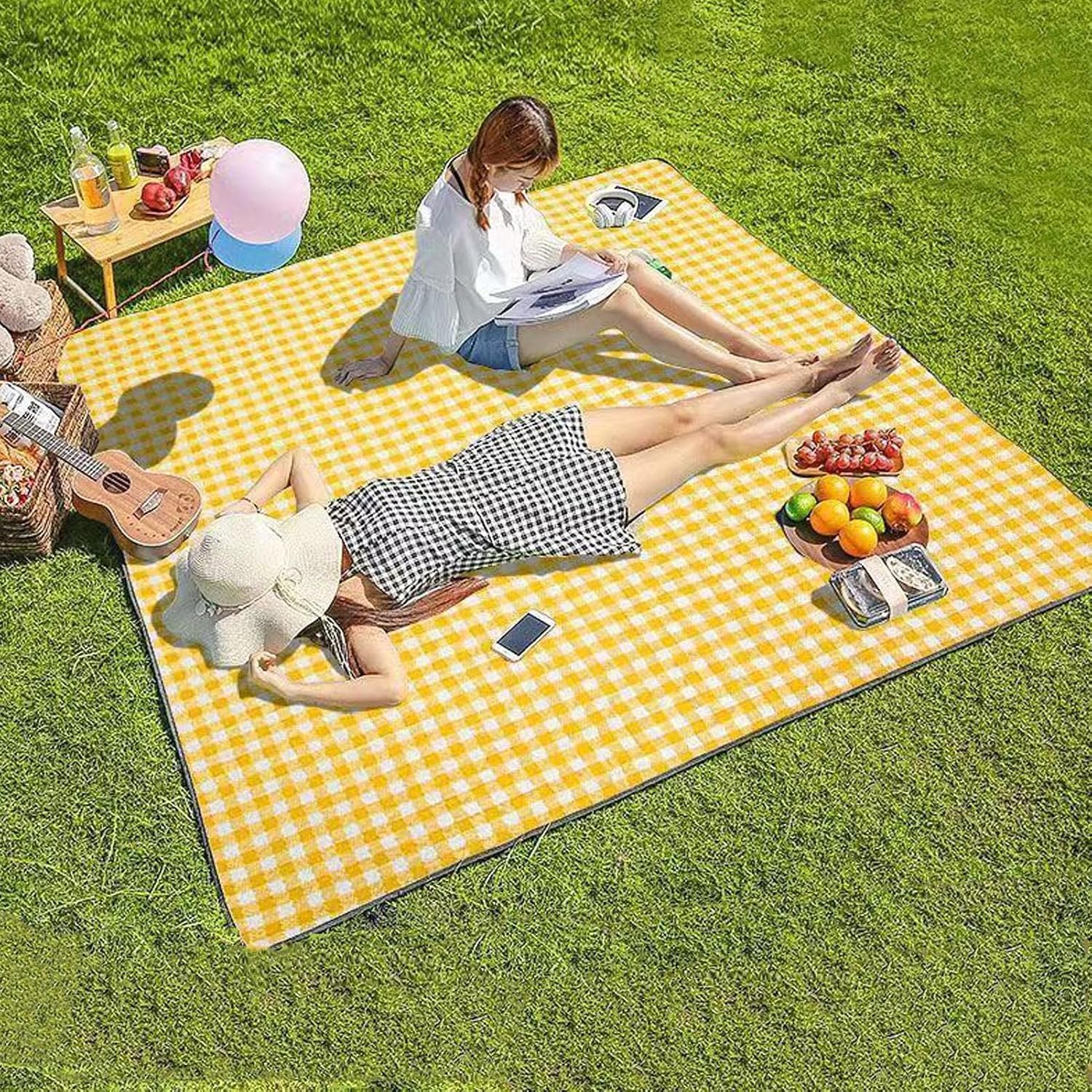 Chrees Niet-geweven picknickmat, Waterafstotende opvouwbare buitendeken voor strand kamperen en lente uitje (200 * 200 cm)