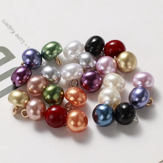 10 stuks parelknopen met oogje, halve bolknopen 10 mm, oogknopen, decoratieve knopen voor naaien en knutselen van decoraties, reserveknoppen voor doe-het-zelf trui, kleding, mantels, hemd — afbeelding 2