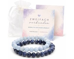 Milaboo Natuurstenen armband dames set van 2 - parelarmband 8 mm elastisch