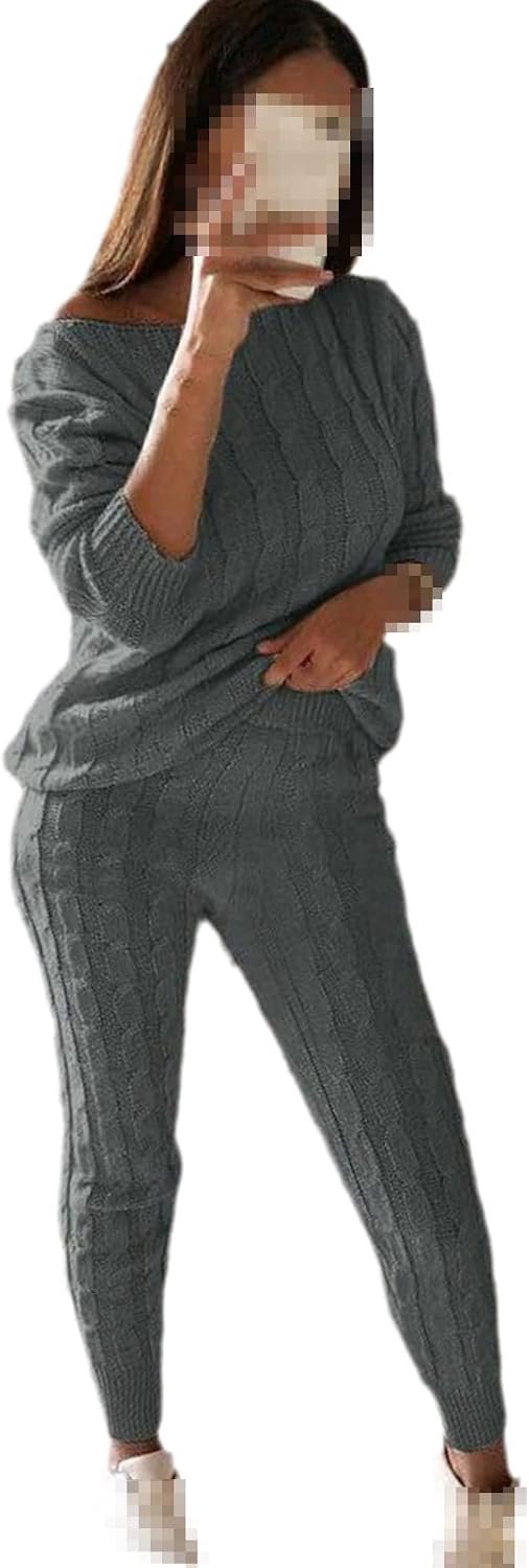 Gebreide Trui En Broek Tweedelige Set Vrouwen Oversized Crop Tops Trui Broek 2 Stuk Sets Womens Trainingspak Set