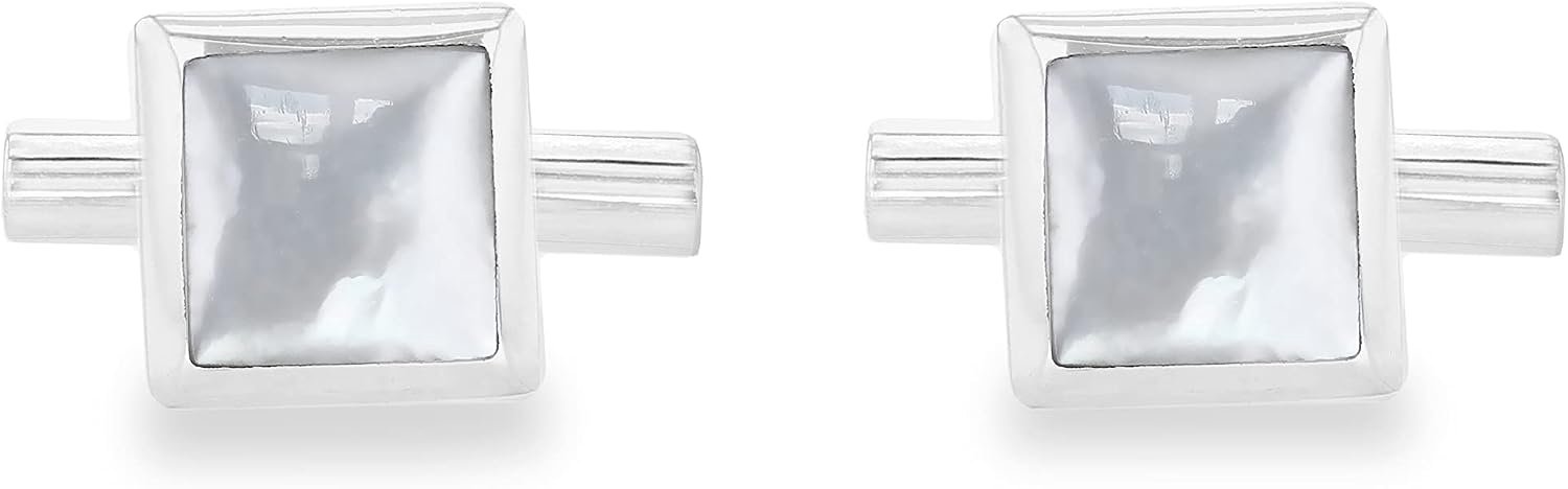 Tuscany Silver Mannen Sterling zilveren parelmoer 12mm x 12mm vierkante manchetknopen