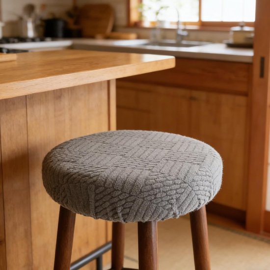 2 Stuks Elastische Ronde Barkrukhoezen voor Barkrukken Wasbare Rekbare Stof Beschermhoezen Geschikt voor Barstoelen Kaptafelstoelen Duurzaam Kreukvrij — afbeelding 2