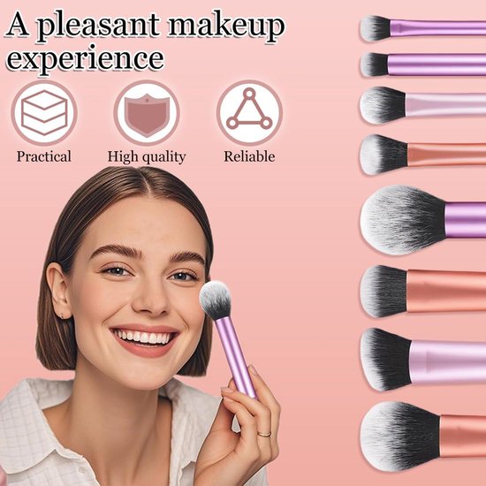 8 stuks make-upkwastenset voor oogschaduw, highlights en contouren, 16,4 cm, ideaal voor dagelijkse make-up en reizen — afbeelding 5