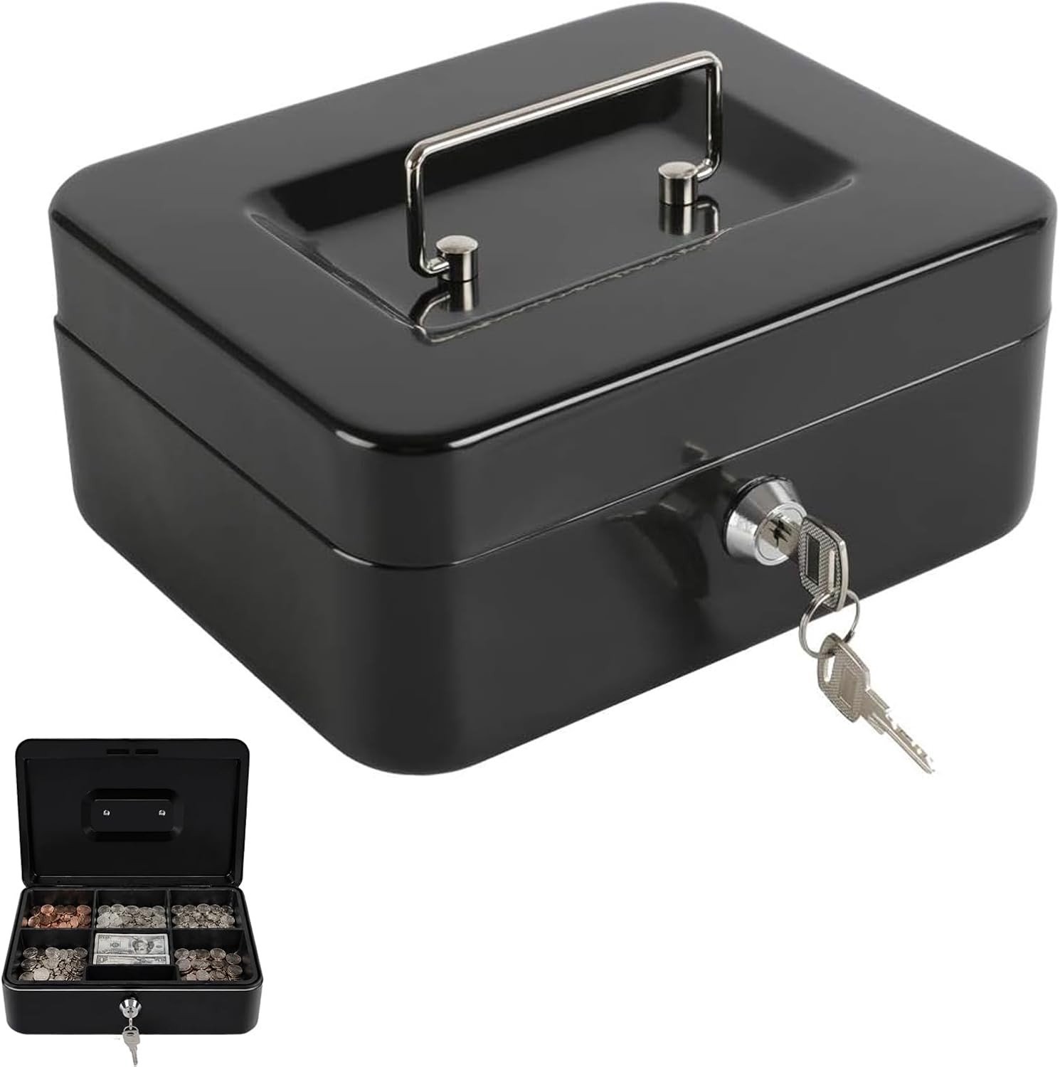Lockable Geldcassette van 8 Inch voor Thuis, Kantoor en Evenementen - Veilig Geldopslag met Sleutels
