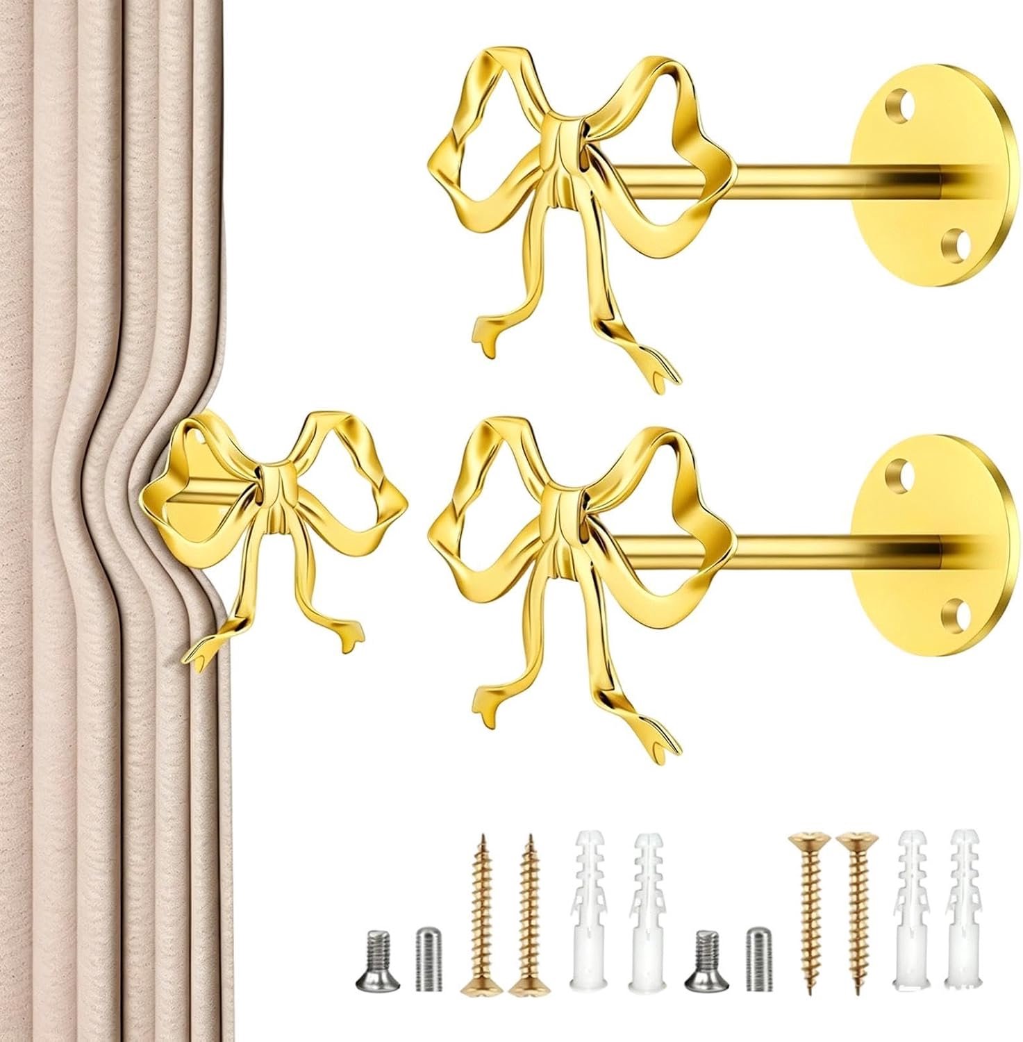 Terughoudingen voor gordijnen, decoratieve wandmontage - goud metalen gordijn gordijn terughoudendheid - voor woonkamer badkamer kantoor koffiebar keuken balkon deuropening