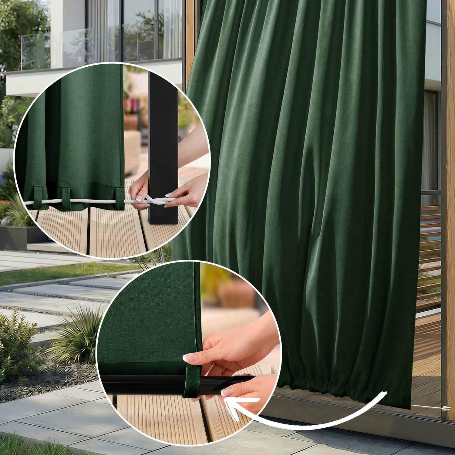 FILUMI Tuindoek Linnenlook Waterdicht Groen 200x190 cm