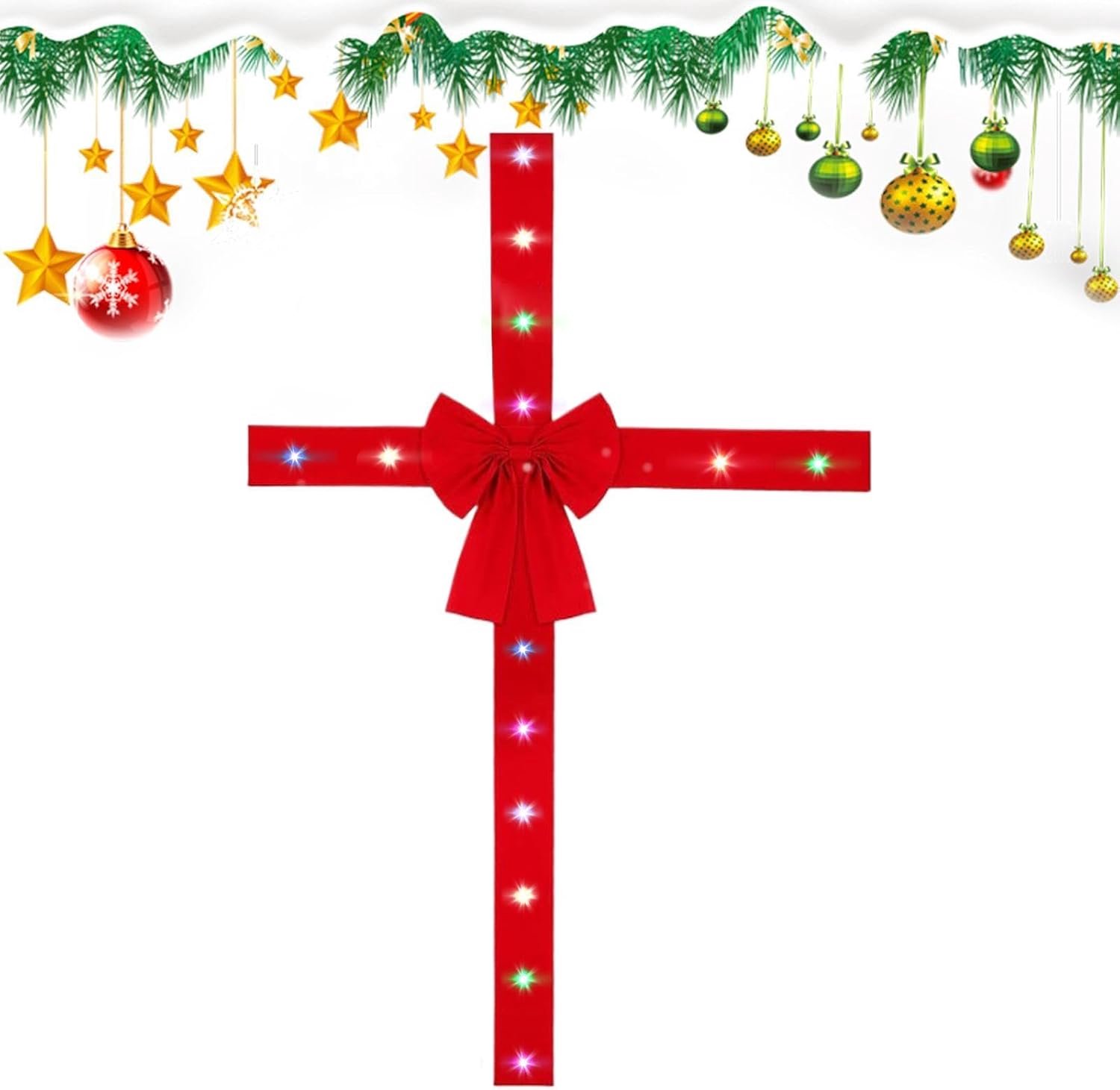 Kerstboog voor deur 14ft rode partij gunsten met kleurrijke lichten