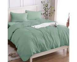 Cotopuro Beddengoed 140x200 2-delig 100% katoen, beddengoedset 200x140 (1 kussenhoes 50x80) van premium katoen 150GSM, zacht, ademend, hypoallergeen - Turkooisgroen