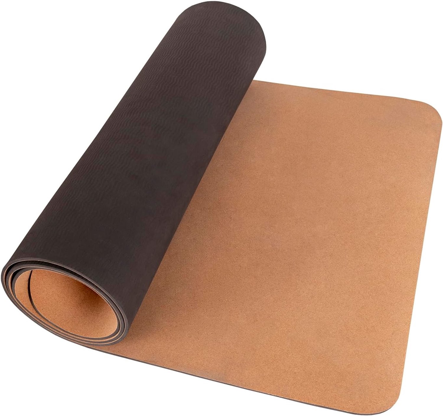 Selonis Kurk Yogamat, duurzame pilates- en fitnessmat met antislip basis, natuurlijke kurk, geluidsreductie, elegant ontwerp voor oefening of ontspanning