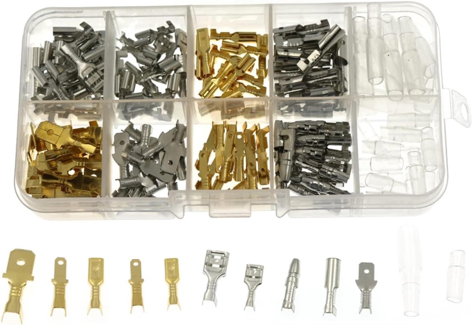 Wire Terminals Kit 150 STKS Niet-geïsoleerde Gemengde Vrouwelijke Spade Crimp Connector Set voor Auto Motor Fiets Elektrische bedrading 6.3mm 4.8mm 2.8mm Mannelijke Vrouwelijke
