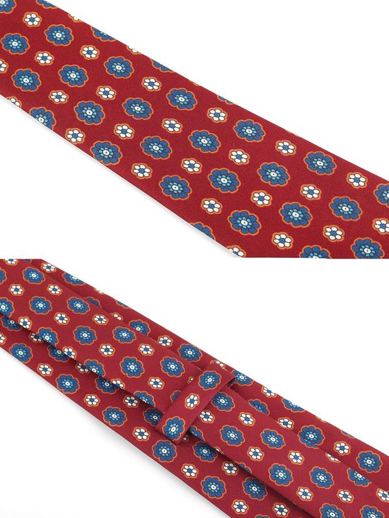 Vintage retro stropdas voor heren, 9 cm, brede stropdas, brede stropdas, brede halsband, stijlvolle modieuze kleurrijke stropdas - bedrukt bordeauxrood met bloemenpatroon — afbeelding 4