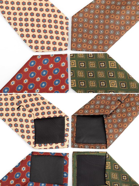 Vintage retro stropdas voor heren, 9 cm, brede stropdas, brede stropdas, brede halsband, stijlvolle modieuze kleurrijke stropdas - bedrukt bordeauxrood met bloemenpatroon — afbeelding 5