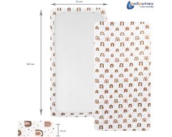 Medi Partners Hoeslaken Mousseline 140x70 cm Babybedlaken Kinderbed Hoeslaken 100% Katoen - Mousseline Beddengoed Babymatras Slaapzak Babybed (Regenbo