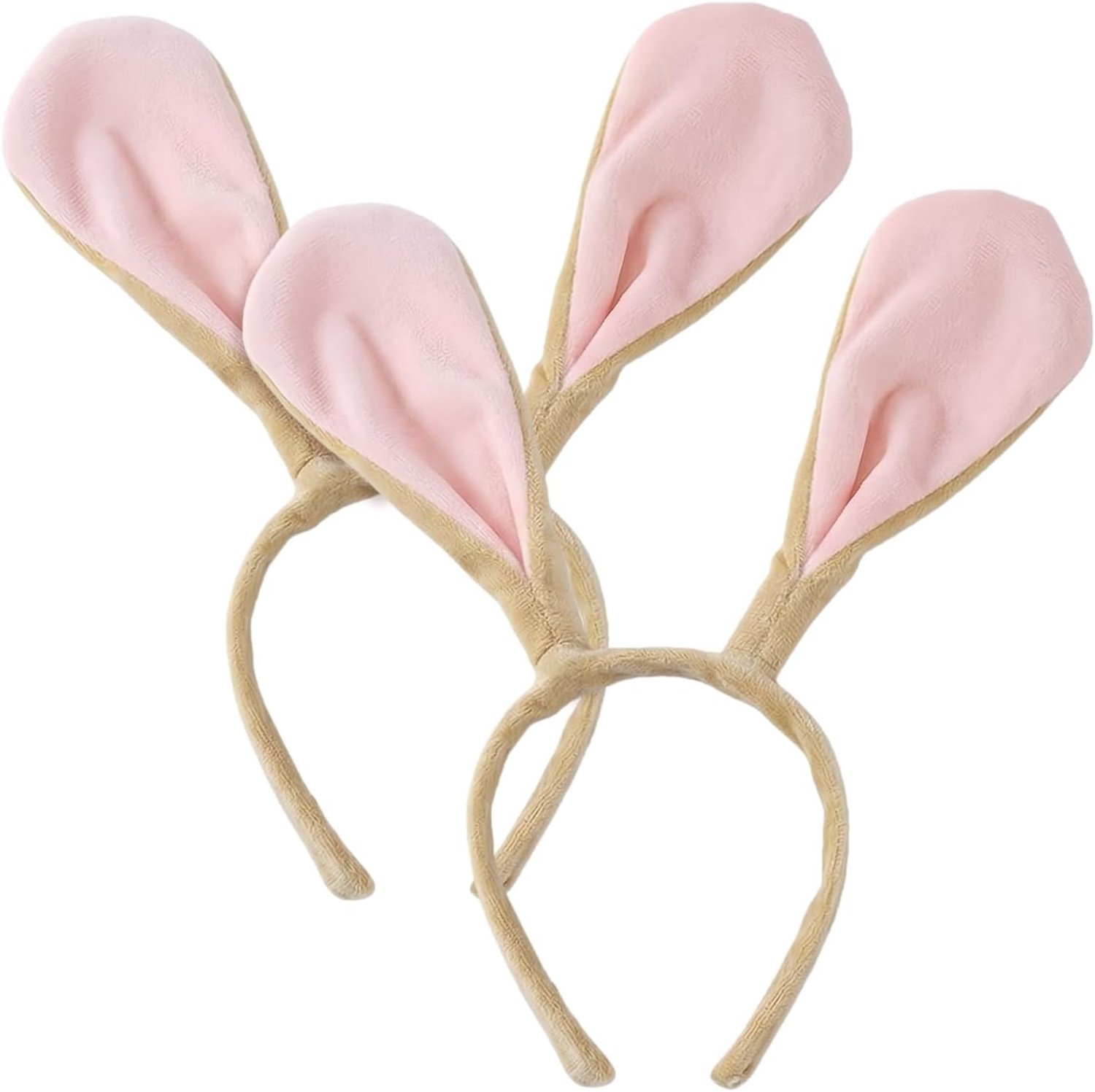 Set van 2 Pluche Haarbanden met Konijnenoren in Camel voor Pasen, Carnaval en Feestjes, Perfecte Accessoires voor Kostuums en Verkleedpartijen