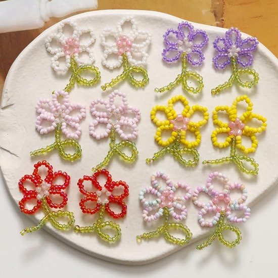 6 stuks kralen geweven kunstbloem, leuke ambachten decor accessoires voor het maken van haarclip, paars — afbeelding 2