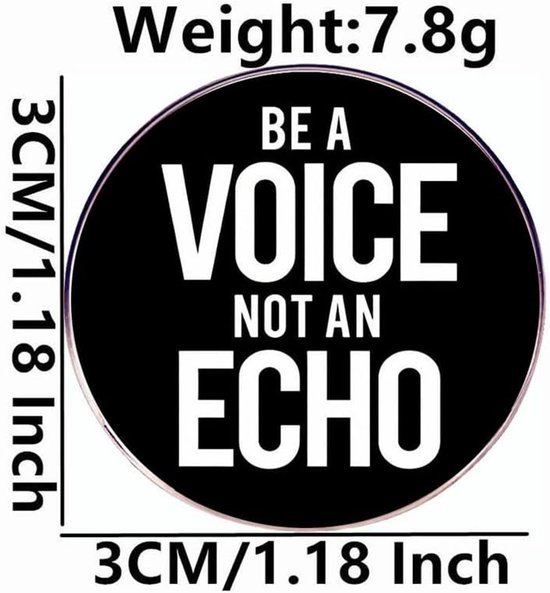 2 stuks Be A Voice Not An Echo reversspeldjes, inspirerende citaten pinnen, metalen legering badges, 3 cm, metaal, geen edelsteen, 3cm(1.2"), Metaal, Geen edelsteen — afbeelding 5