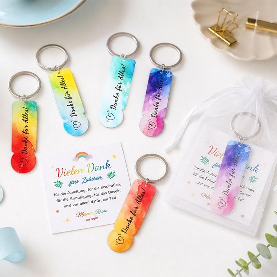 20 stuks acryl winkelwagenchip sleutelhangerset bevat bedankje voor alles winkelwagenchip bedankkaart en organza zakje voor bedankgeschenken klein, Bedankt voor alles, S — afbeelding 2
