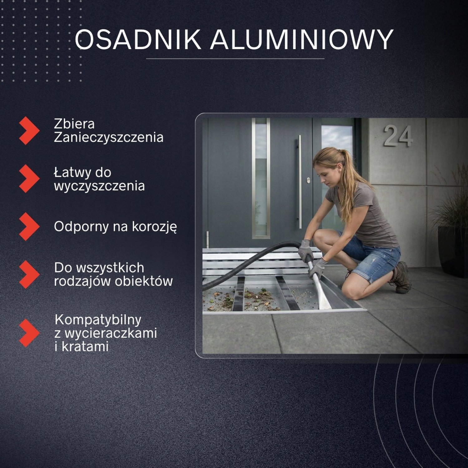 Aluminium Deurmat met Borstel/Rubberen Inzet & Afvoerbak - Zwart 80x60 cm