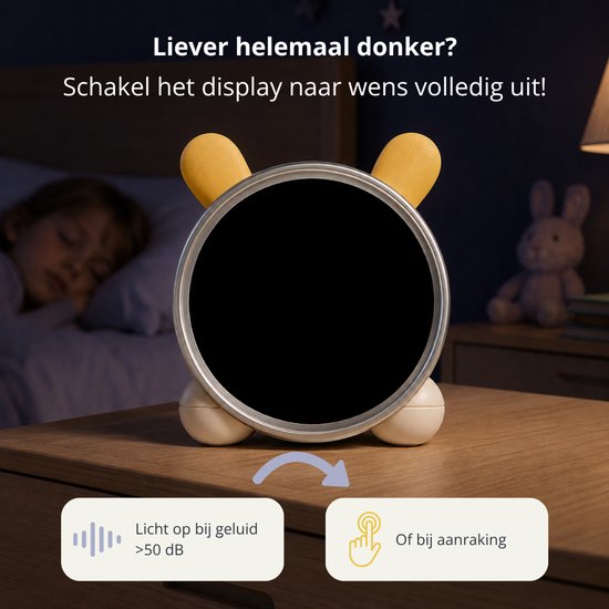 Latium Slaaptrainer Kinderen – Kinderwekker met Nachtlampje en Dimfunctie – White Noise – Dag- en Nachtindicator – Weekendfunctie – 7 Slaapgeluiden — afbeelding 5