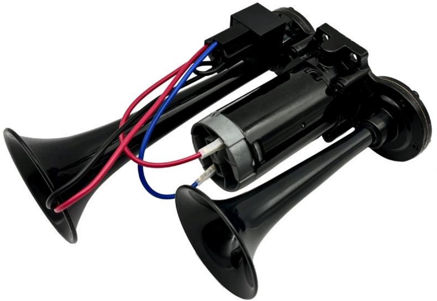 SSTRWGOOD Hoorns en Signaalhoorns - 12V Luchthoorn Set - 600dB Dubbele Trompet - Geschikt voor Auto, Vrachtwagen, Boot en Trein - Metaal Constructie - Afmetingen 15.5x21.5cm - Compleet met Compressor