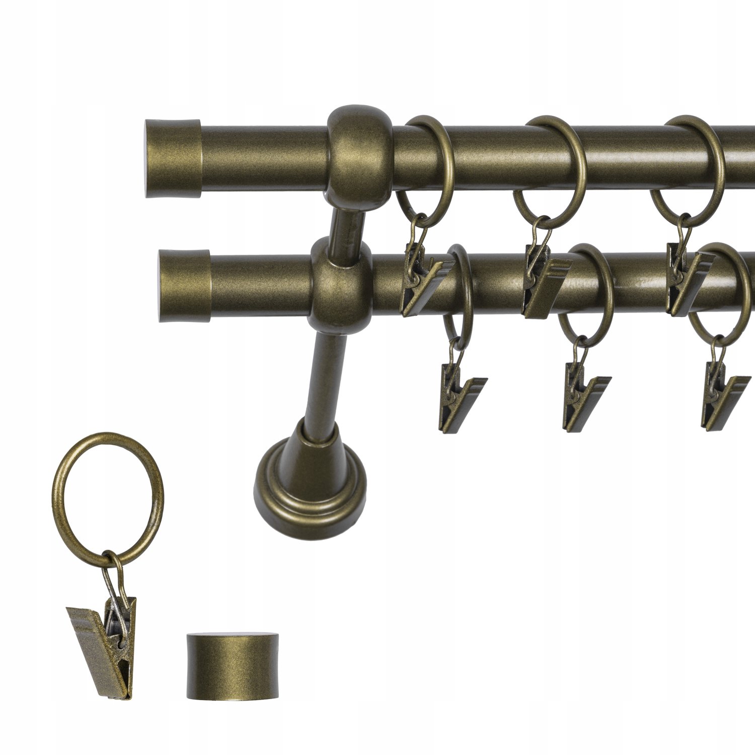 Dubbele Metalen Gordijnstang 220 cm Fi 19mm - Zwart Mat