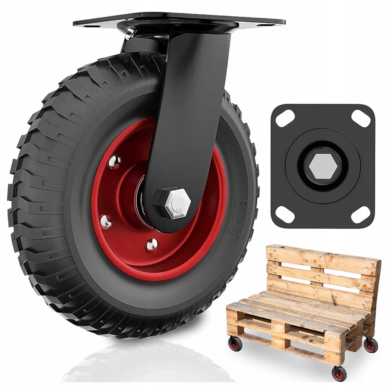 Zwenkwiel 200mm Rubber Volledig 235kg voor Transportwagens