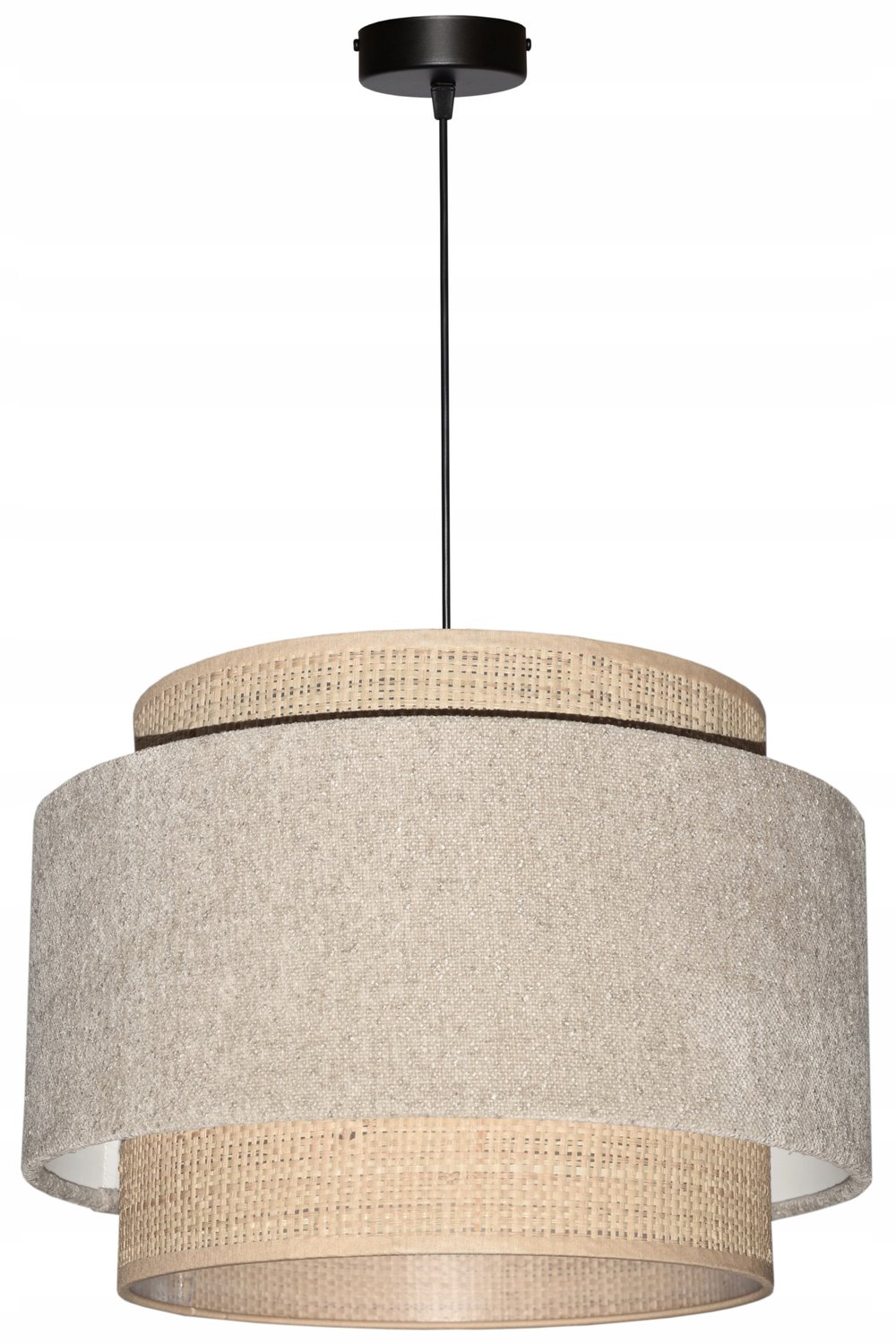 Hanglamp Beige Boucle & Raffia 35cm - Stijlvolle Boho Sfeerverlichting